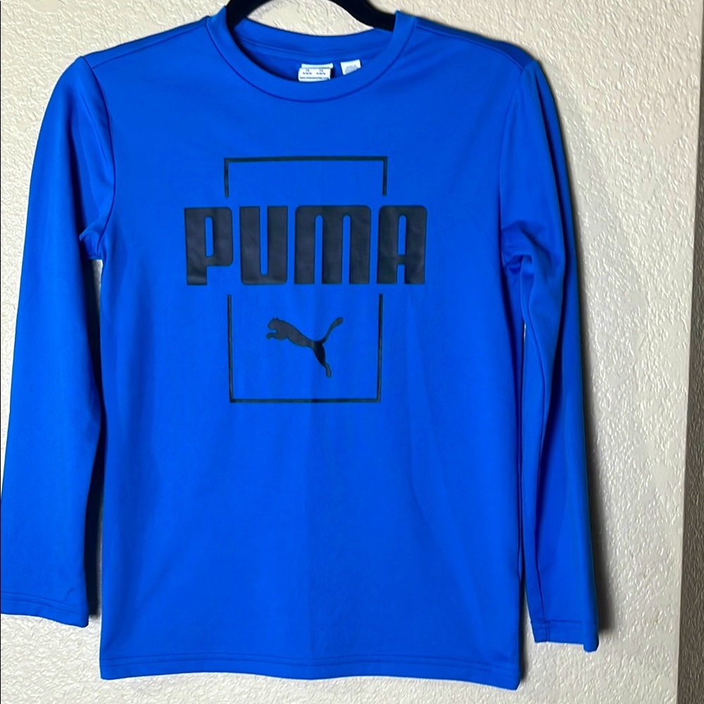 PUMA Royal Blue Long Sleeve Logo Tee Boys Size 10/12